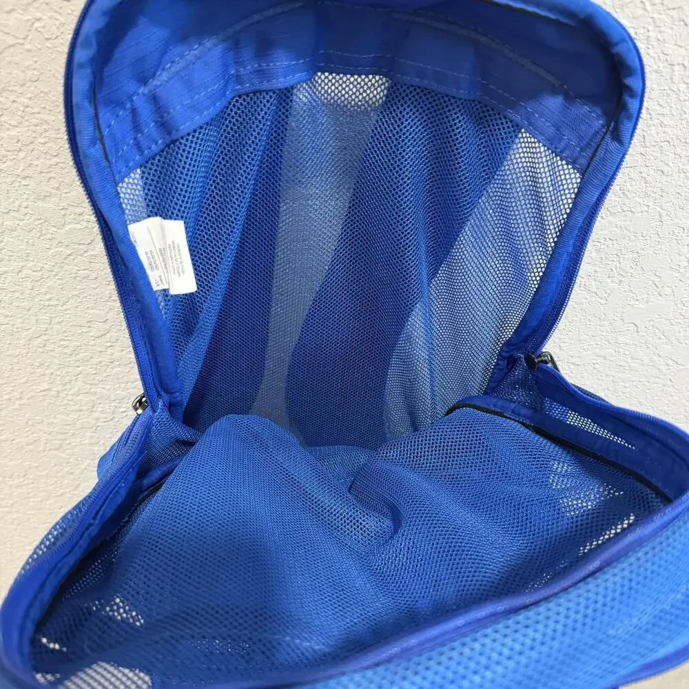 Nike Brasilia Blue Mesh See-Through Backpack Swoosh Daypack School Sports Bag